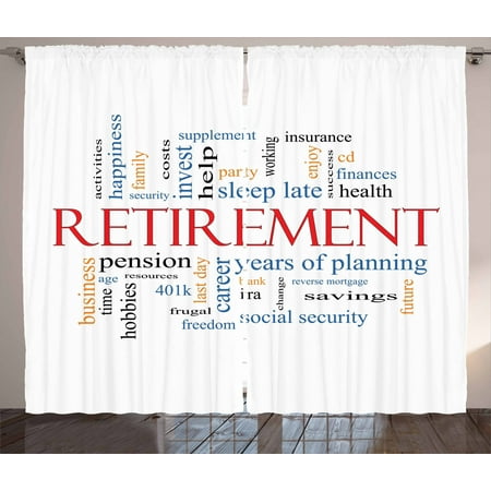 Retirement Party Curtains 2 Panels Set Word Cloud Concept