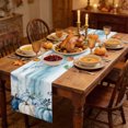 thumbnail image 2 of Blue White Pumpkins Fall Table Runner - 120 Inch Long Thanksgiving Eucalyptus Teal Wood Cotton and Linen Blended Dress Scarves Farmhouse Table Runner for Kitchen Dining, Coffee Table, 13" x 120", 2 of 8