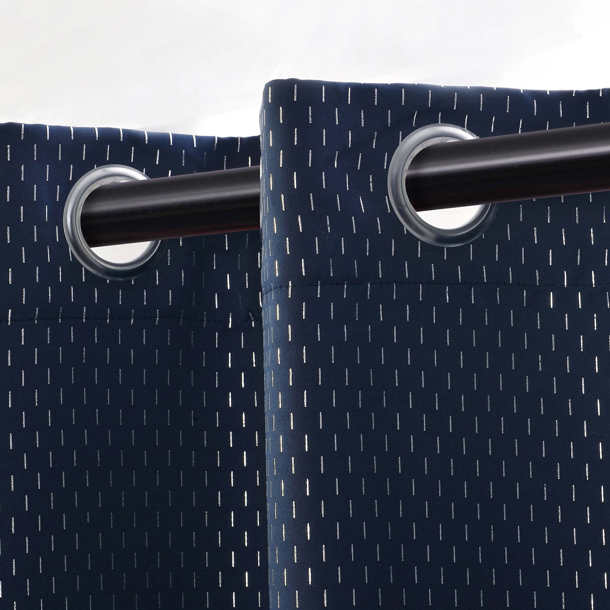 Superior Shimmer Blackout Curtains, Grommet Header, Set of 2, 52" X 108", Navy Blue