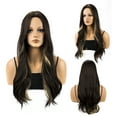 24 Inch Dark Brown Wigs with Golden Color Curly Wigs for Women Heat ...