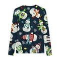 thumbnail image 5 of Lolmot Long Sleeve Tops for Women, Plus Size Christmas Snowman Print Round Neck T-Shirt Funny Holiday Blouse Tunic Tops, 5 of 5