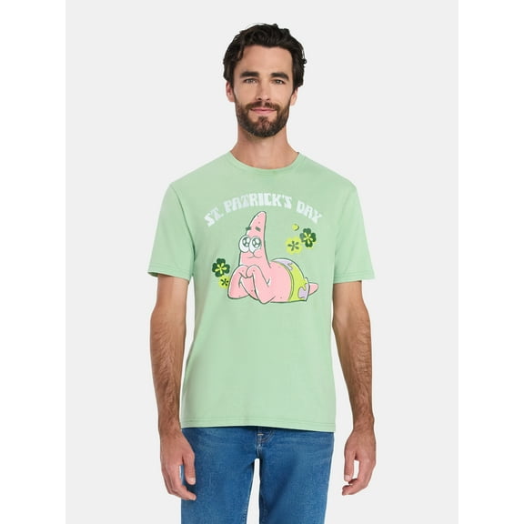 SpongeBob SquarePants, Men's & Big Men's St. Patrick's Day Graphic Tee, Sizes XS-3XL