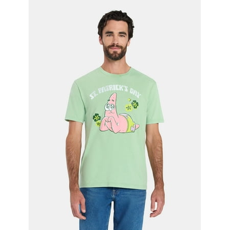 SpongeBob SquarePants Patrick Star Men's and Big Men's St. Patrick's Day Graphic Tee, Sizes XS-5XL