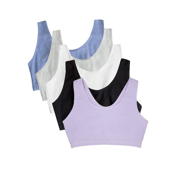 Fruit of the Loom Women's Tank Style Cotton Sports Bra, 5-Pack, Style 9012