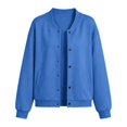 thumbnail image 2 of Bomber Jacket for Women Casual Snap Button Sweatshirt Long Sleeve Plain Jackets Women's Fall Winter Outfits (Blue S), 2 of 4