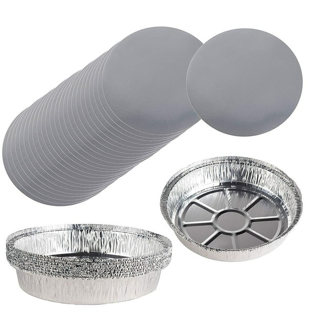 Aluminum Foil Pie Pans 100Piece Round Disposable Tin Pans with Flat Board Lids, For Baking