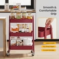 thumbnail image 4 of CONCETTA 3-Tier Metal Rolling Storage Cart with Wheels, Lockable Mobile Organizer, Compact for Kitchen, Bathroom, Office & Small Spaces, Red, 4 of 8