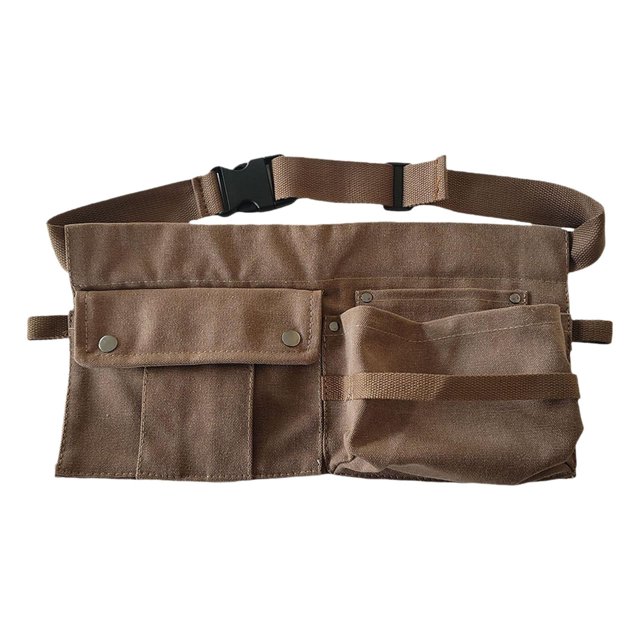 Bolsa de herramientas de cintura para cinturón, bolsa de herramientas portátil de gran capacidad y longitud ajustable. Café