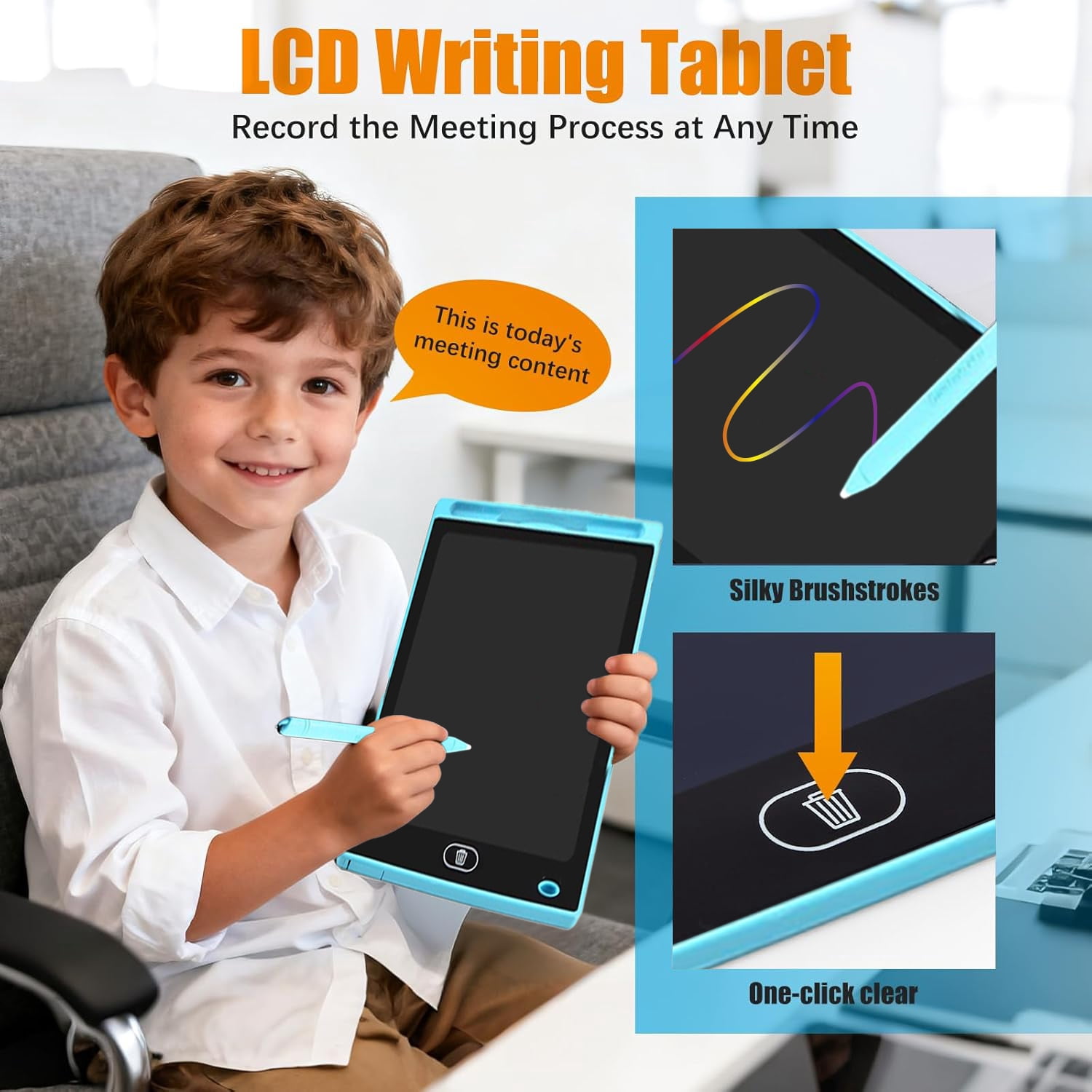 Aijohnny Pretend Play Home Office Set for Kids,Toddler Computer,Phone,LCD Writing Tablet,Pop Fidget Calculator，Headset,Coffee Cup and Watch,Birthday Gift for Boys