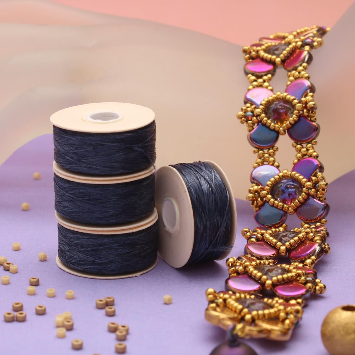 The Beadsmith Nymo Thread – 10-Pack Blue Color – Size B, .20mm Diameter, 72 Yard/66 Meter Spool – Made of Nylon – Bead Embroidery & Weaving, Off Loom & Loom Work and DIY Craft Projects