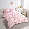 thumbnail image 3 of Homewish Initial R Letter Bedding Comforter Set 7 Pieces for Girls, Cartoon Pink Bow-tie Full Bedding Set, Fairy Tale Princess Style Reversible Fitted Sheet Flat Sheet, Microfiber Bedroom Decor, 3 of 7