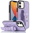 thumbnail image 1 of ELEHOLD Luxury Leather Case for iPhone 12 Mini Premium Leather Case with Adjustable Non-Slip Wristband Full Body Case Shockproof protective Cover for Women Girls,purple, 1 of 8