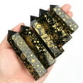 thumbnail image 3 of GKNET 1PC Nature Sun Moon Patterned Obsidian Crystal Healing Gemstone Obelisk Point-Gold-9-10cm, 3 of 9