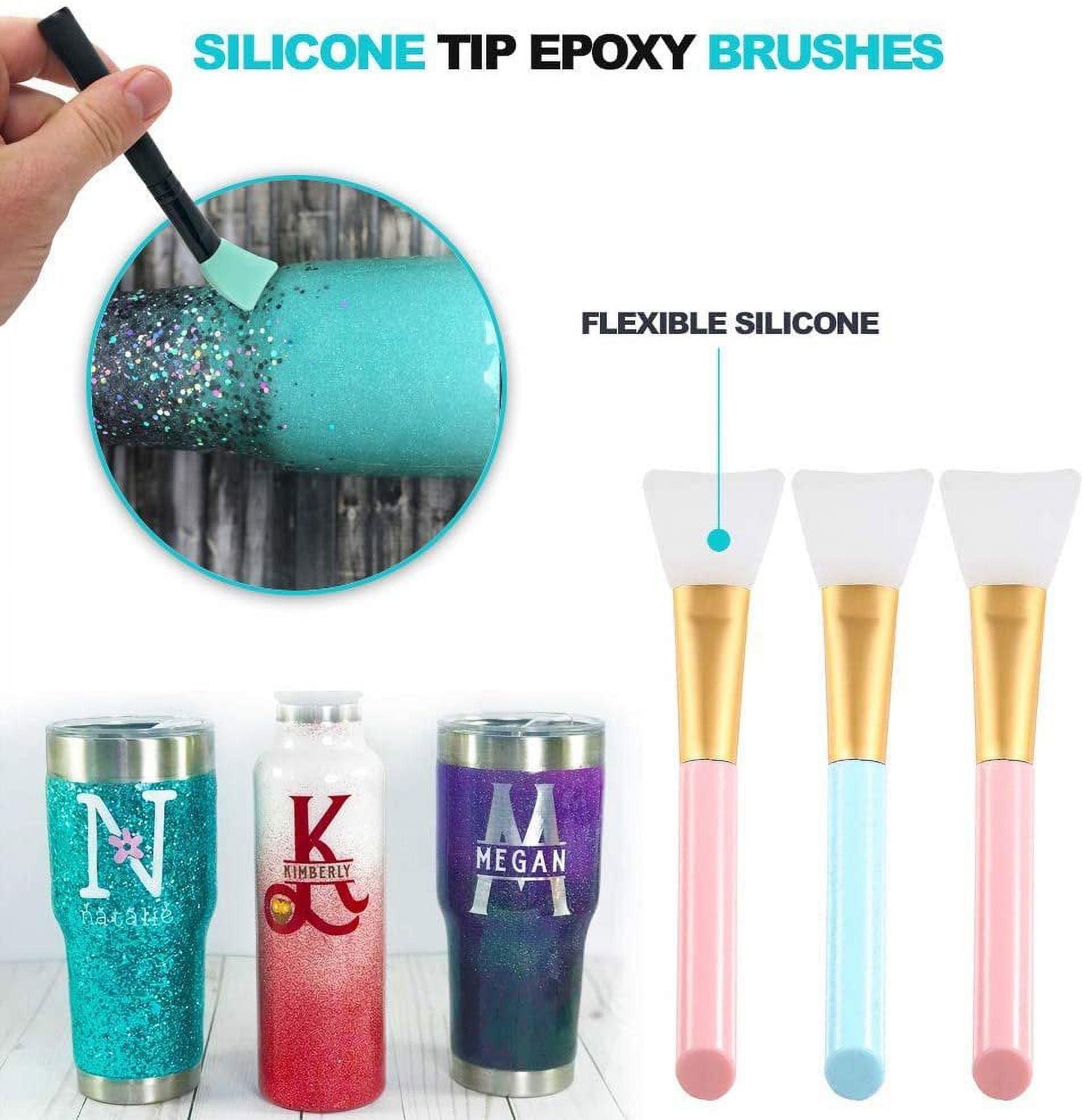 Epoxy Glitter Tumblers Kit Epoxy Heat Tool for Tumblers Bubble Buster, Epoxy Mixing Kit 2X 100ml Silicone Measuring Cups, 10x 1-Ounce Clear Epoxy Resin Mixing Cups, Silicone Epoxy Brushes for Tumblers - image 2 of 8