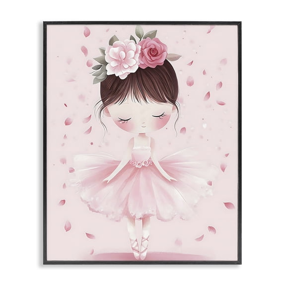 Stupell Industries Cottage Ballerina With Floral Headdress Black Framed Giclee Art, 11 x 14, by Creative Studio