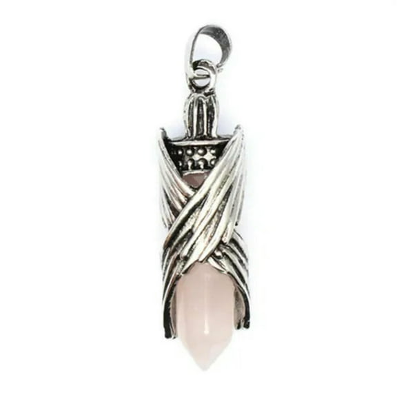 Natural Gemstone Hexagonal Angel Wing Chakra Healing Pendant Bead Point Crystal