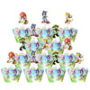 12 Pcs Sonic Toppers And 12 Pcs Sonic Cake Wrapper, Party Cake Decorations (Sonic The Hedgehog A)