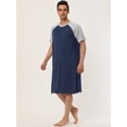 thumbnail image 4 of Camisón para hombre Ropa de dormir Mangas raglán Comfy Lounge Pijamas suaves Camisa de dormir suelta Camisón Azul marino Gris claro L, 4 of 6