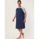 thumbnail image 4 of Camisón para hombre Ropa de dormir Mangas raglán Comfy Lounge Pijamas suaves Camisa de dormir suelta Camisón Azul marino Gris claro L, 4 of 6