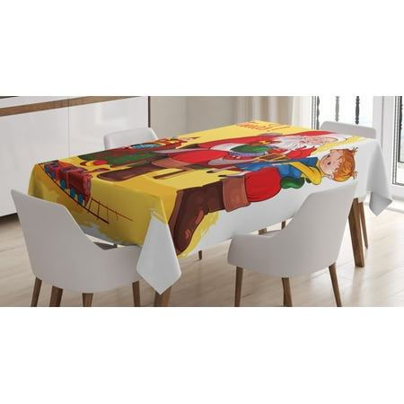 Christmas Decorations Tablecloth Little Child Sitting On Santa