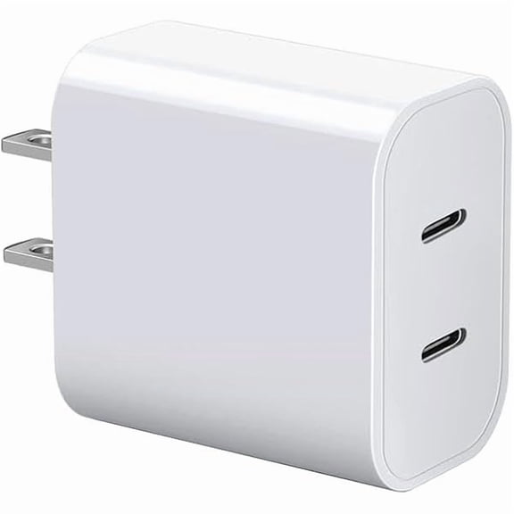 Dual USB C Charger Block for Apple Watch Series 11 10 iWatch iPhone iPad AirPods Pro,Wireless Charger Pad, 2 Port Type C Fast Charging 20W PD Power Adapter Plug Fast Charging Cube, White 1 Pack
