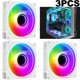 thumbnail image 5 of 3PCS 12cm CPU Cooler 5V 3-Pin ARGB PWM Fan (rotación inversa) Blanco, 5 of 8