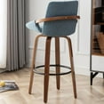 thumbnail image 3 of FOWEOAIU Bar Stools Fabric Upholstered Adjustable Swivel Counter Stool 26"，with Footrest for Bar, Kitchen Island, Bistro, Blue (Set of 2）, 3 of 10
