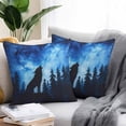 thumbnail image 2 of Forest Outdoor Pillow Covers Pack of 2 Wolf Stars Silhouette Night Blue Sky Waterproof Throw Pillow Covers Decorative Cushion Cases for Patio Garden Tent Balcony Couch 16x16 inch, 2 of 8