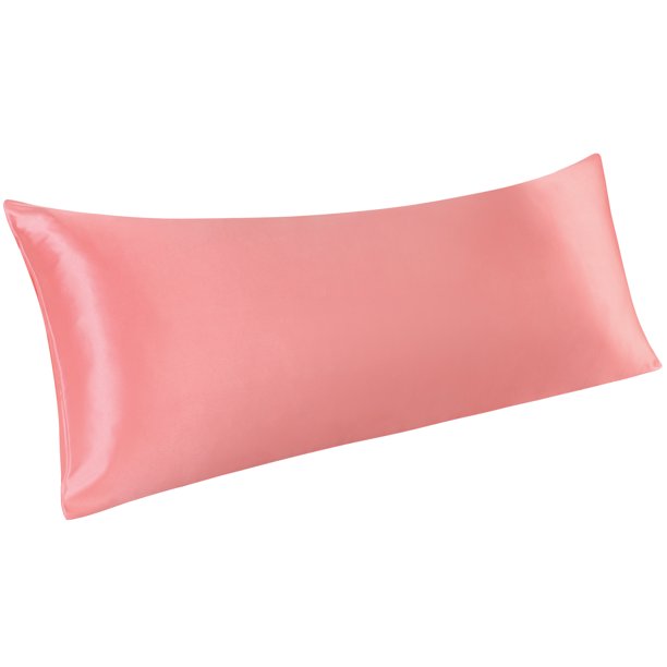 Funda de Almohada PiccoCasa Satén con Cierre de Sobre Suave Larga 51x152cm Coral Claro