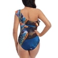 thumbnail image 5 of Sikiie Night Sky Turtle Print Women One Piece Swimsuits Tummy Control One Shoulder Bathing Suits Ruffle Swimwear, From S to XXL-X-Large, 5 of 6