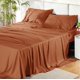 thumbnail image 1 of Sábanas de cama, tamaño completo, refrigeración, rayón, bambú, naranja quemado, 1 of 7