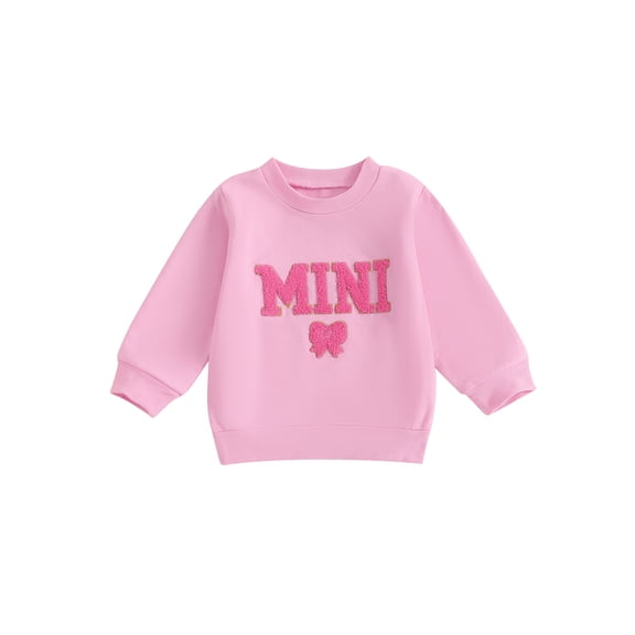 Rdhnmea Mommy and Me Matching Outfits Cute Bow Mama and Mini Long Sleeve Crewneck Sweatshirt Tops Mother Baby Matching Clothes