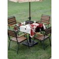 thumbnail image 3 of Outdoor Tablecloth with Umbrella Hole and Zipper, Black Snowman Christmas Square Table Cloth 60x60 Inch Waterproof Tablecloth, Xmas Snowflake Birds Berry Winter Picnic Table Cover for Patio Camping, 3 of 7