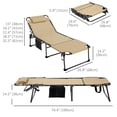 thumbnail image 3 of Outsunny Folding Chaise Lounge, Reclining Tanning Chair, Beige, 3 of 10