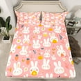 thumbnail image 2 of Cartoon Rabbit Queen Bed Sheets Set Pink Animals Cute Sheet Set,Kawaii Rabbit Themed Sheets for Kids Boys Girls Carrot Printed Bed Set, 2 of 7