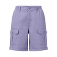 thumbnail image 4 of Linen Pants for Women New Women's Cargo Shorts Elastic Waist Loose Shorts with Multi Pocket Summer Outdoor Hiking Workout Sports Shorts Purples XL, 4 of 8