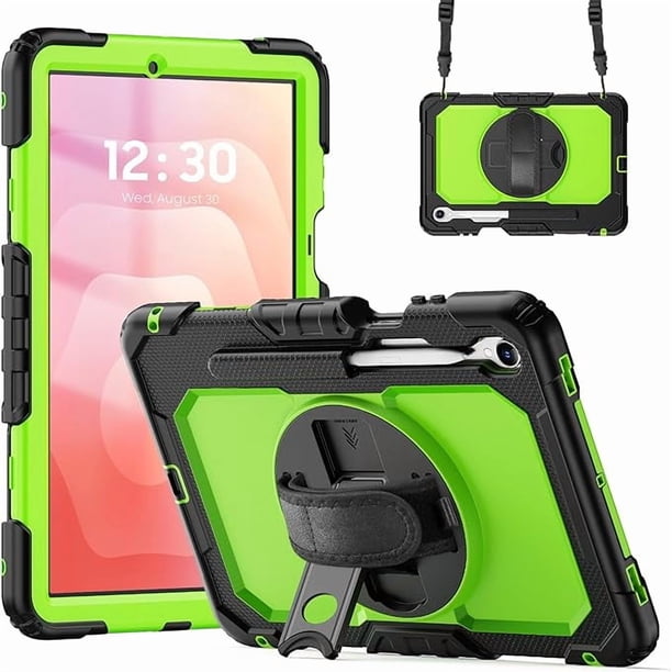 Funda para Samsung Galaxy Tab S11 (11-inch) 2025 SM-X730/SM-X736B, Funda Protectora Resistente a Golpes con Protector de Pantalla, Soporte Giratorio de 360°, Correa de Mano/hombro (GreenPC)