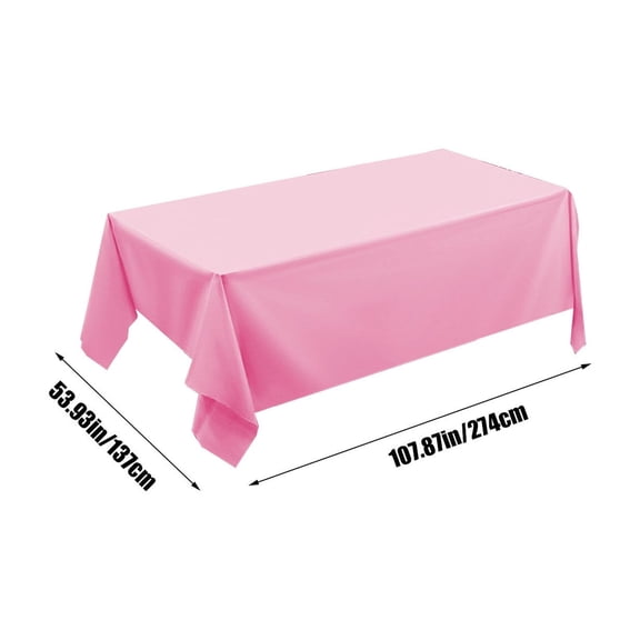 Rkxzt Tablecloth Disposable Tablecloth Padded Plastic Solid Color Party Picnic Table Cover 54x108 Inches 1 Piece Home Decoration|Plastic,Pink