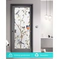 thumbnail image 5 of Window Privacy Film Spring Bird Stained Glass Window Film Decorative Sun Block Window Cover Retro Leaf Flower Branch Animal Watercolor Window Clings Static Adhesive Sticker for Bathroom 17.7"x39.3", 5 of 7