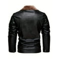 thumbnail image 2 of Warm Fleece Classic Design PU Bomber Jacket, Men's Casual Zip Up Lapel Faux Leather Jacket For Fall Winter, 2 of 5