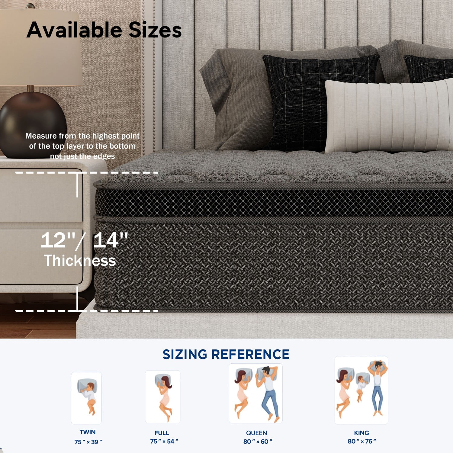Feymoka 14 Inch Hybrid Mattress Full, Double Layer Spring System, Medium Firm Support with Breathable Polyester Knit Top, Motion Isolation for Noise-Free Sleep