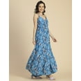 thumbnail image 3 of Moomaya Shoulder Straps V Neck Printed Rayon Dress - Women's Boho Maxi Dress, 3 of 9