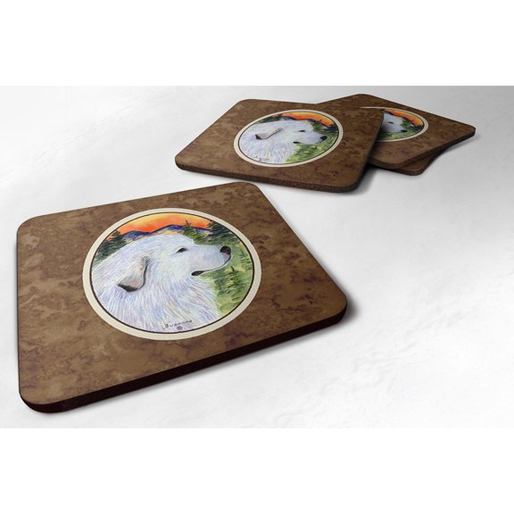 Carolines Treasures SS8236FC Great Pyrenees Foam Coaster Set of 4 3 1/2 x 3 1/2 multicolor