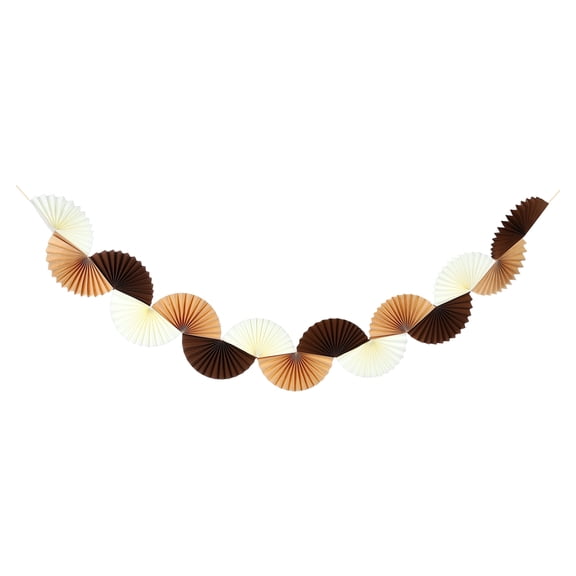Uxcell Paper Fan Garland, 5.25ft Paper Garland Hanging Decorations Set Party Hanging Decorations Fans for Birthday Parties Holiday Ornaments Family Gatherings Weddings, Brown