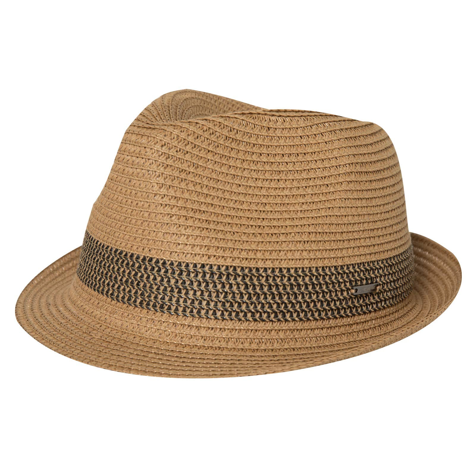 Men Women Summer Woven Straw Trilby Fedora Hat in Ivory Tan Black