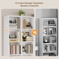 thumbnail image 4 of Hiphuta Triple Row 4-Tier Bookcase with 12 Cubes, 69" Tall Large Bookcase with 3 Drawers, for Office Living Room, White, 4 of 7