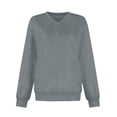 thumbnail image 5 of Sevevn Women's V Neck Long Sleeve Sweatshirt Loose Oversized Puff Cuff Casual Pullover Top Gray M, 5 of 6