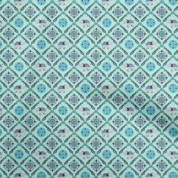 oneOone Cotton Flex Arctic Blue Fabric Asian Suzani Sewing Craft Projects Fabric Prints By Yard 40 Inch Wide