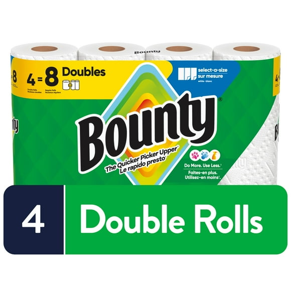 Bounty Paper Towels Select-A-Size White, 4 Double Rolls Per Roll, 4CT