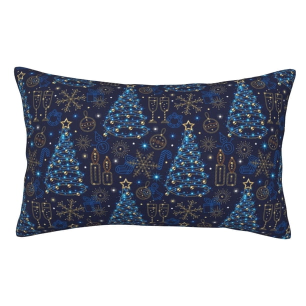 Fotbe Shining Christmas Tree Funda de Almohada Decorativa Estilo Occidental, Lujo en Algodón, Fundas para Almohadas King, Cojín Estampado para Decoración del Hogar-16"x24"